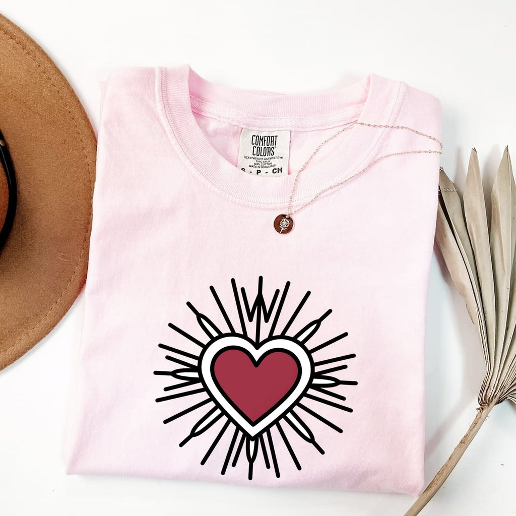 Sacred Heart Shirt, Radiant Red Heart Graphic Tee