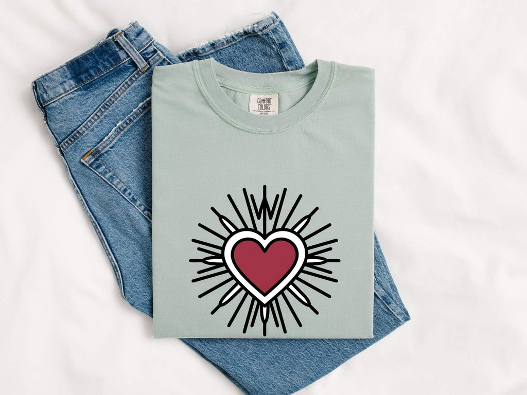 Sacred Heart Shirt, Radiant Red Heart Graphic Tee