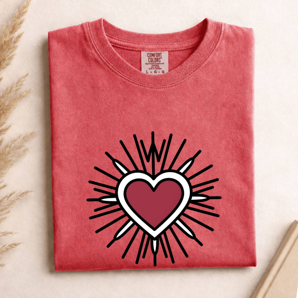 Sacred Heart Shirt, Radiant Red Heart Graphic Tee