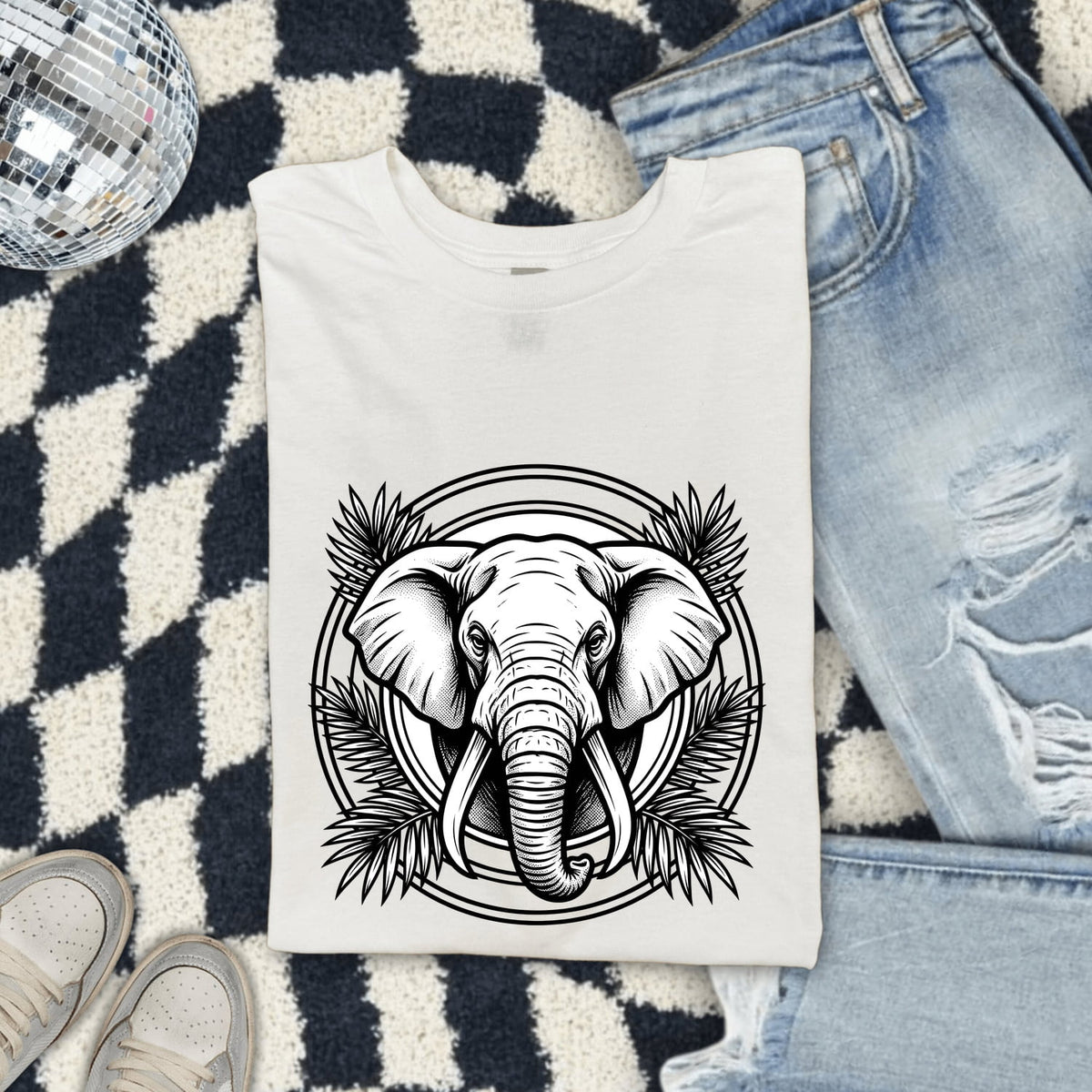 Elephant Face Shirt, Boho Wildlife Graphic Tee