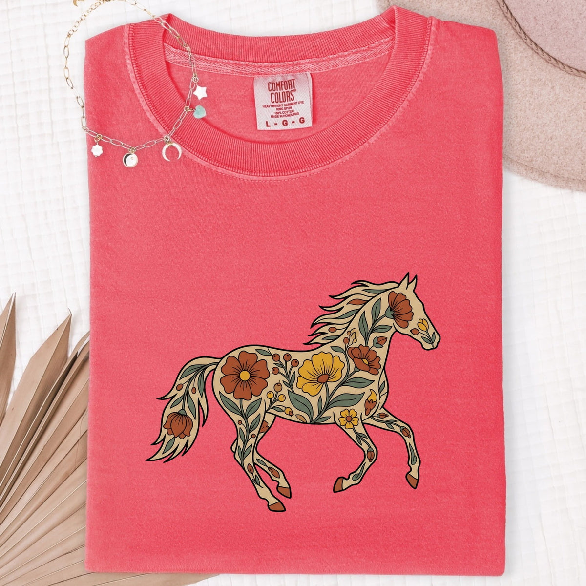 Floral Horse Shirt, Boho Equestrian Graphic Tee