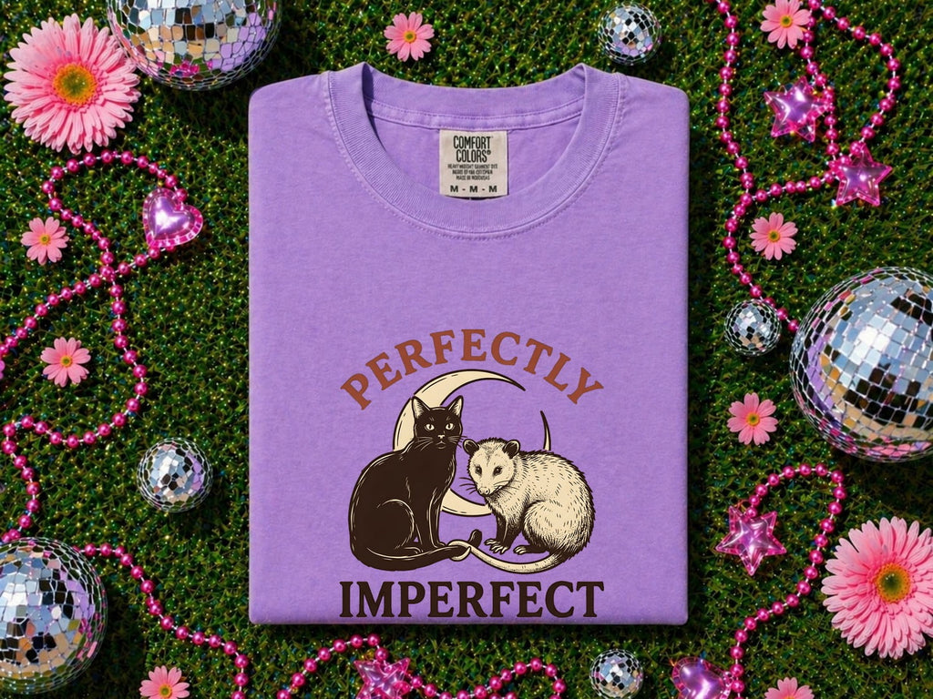 Perfectly Imperfect Shirt, Cute Cat & Possum Graphic Tee