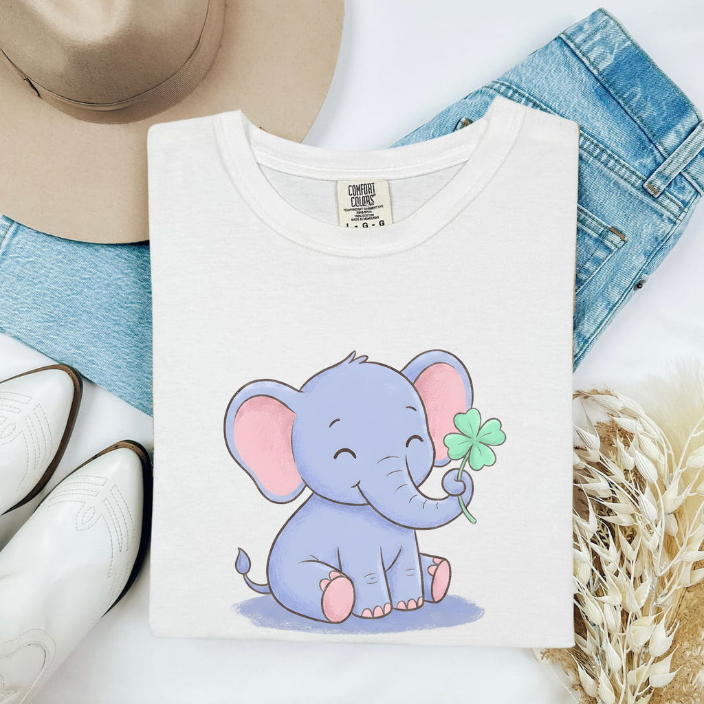 Lucky Elephant Shirt, Cute Baby Elephant Graphic Tee