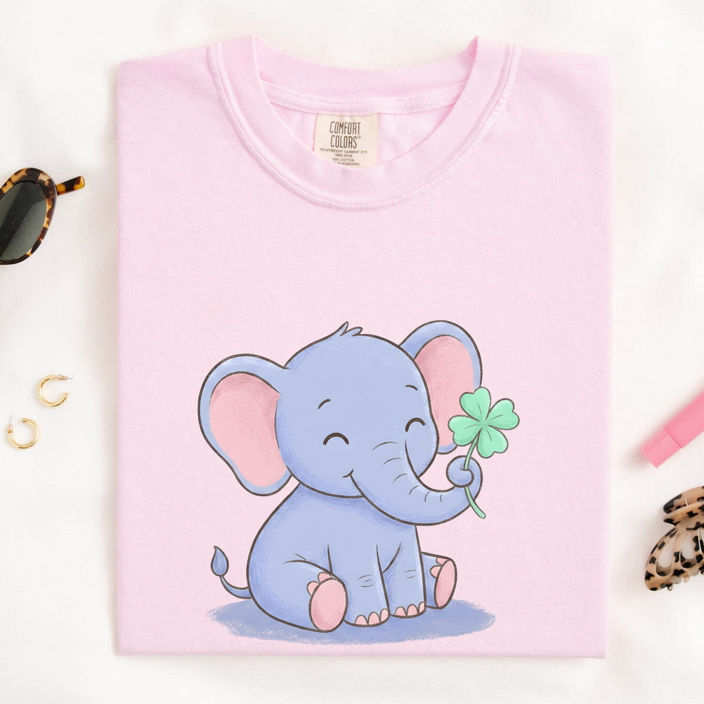 Lucky Elephant Shirt, Cute Baby Elephant Graphic Tee