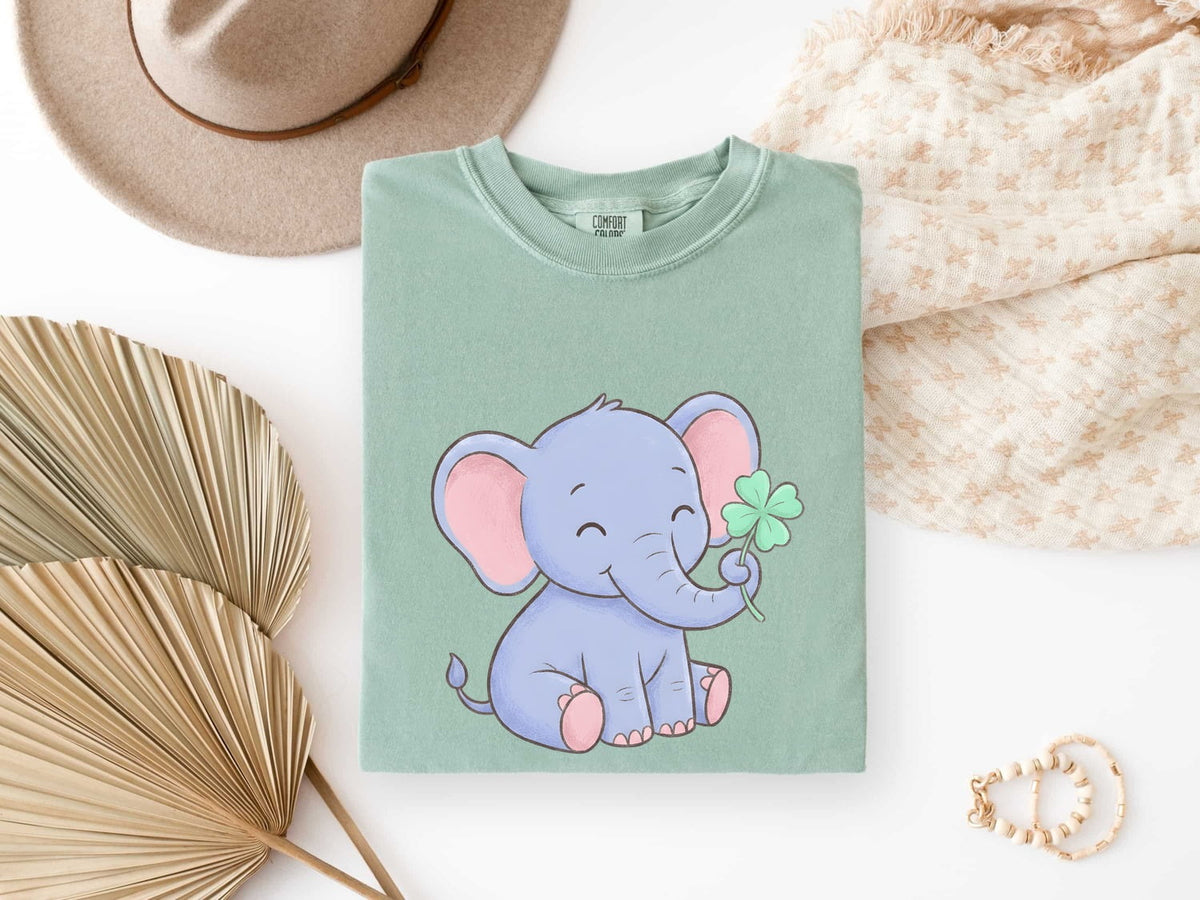 Lucky Elephant Shirt, Cute Baby Elephant Graphic Tee
