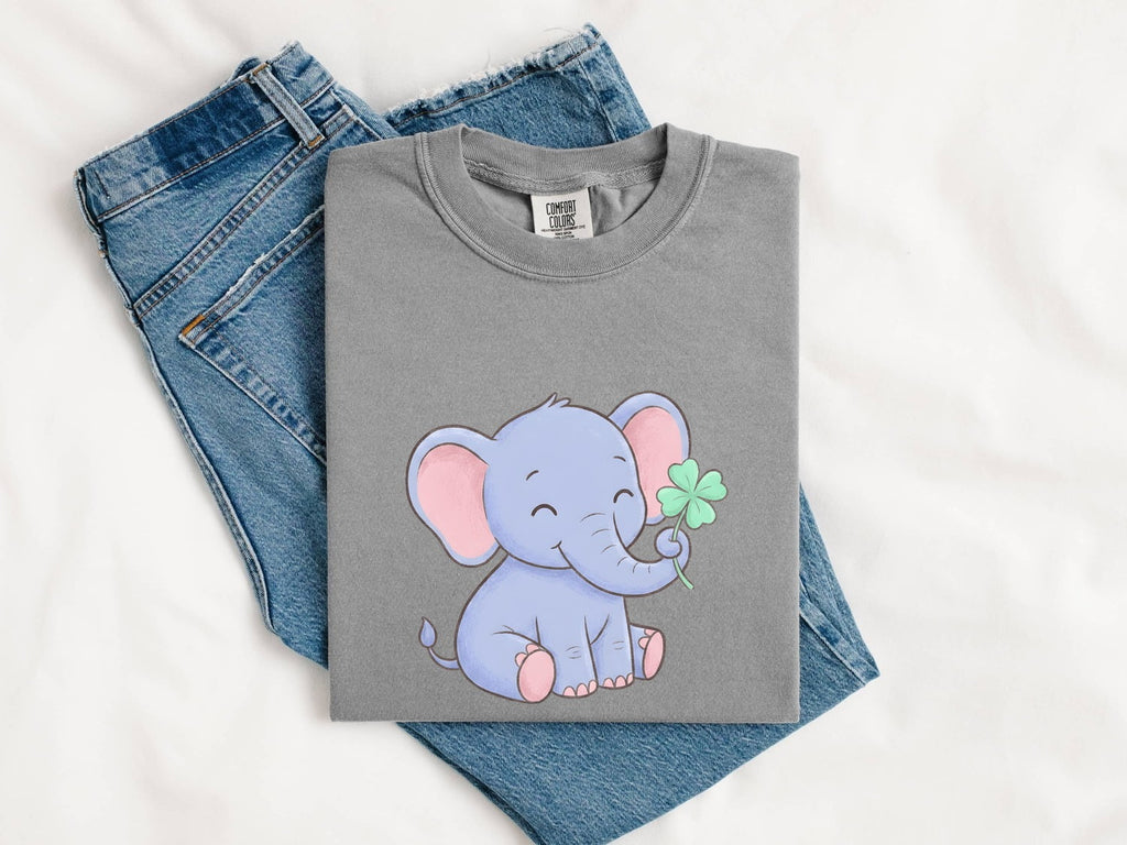 Lucky Elephant Shirt, Cute Baby Elephant Graphic Tee
