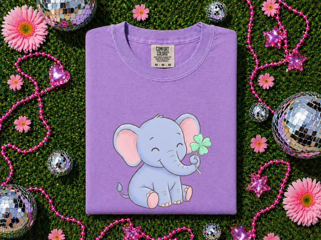 Lucky Elephant Shirt, Cute Baby Elephant Graphic Tee