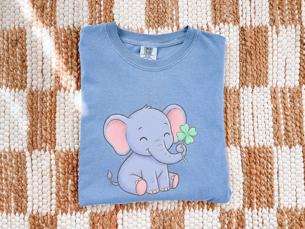 Lucky Elephant Shirt, Cute Baby Elephant Graphic Tee