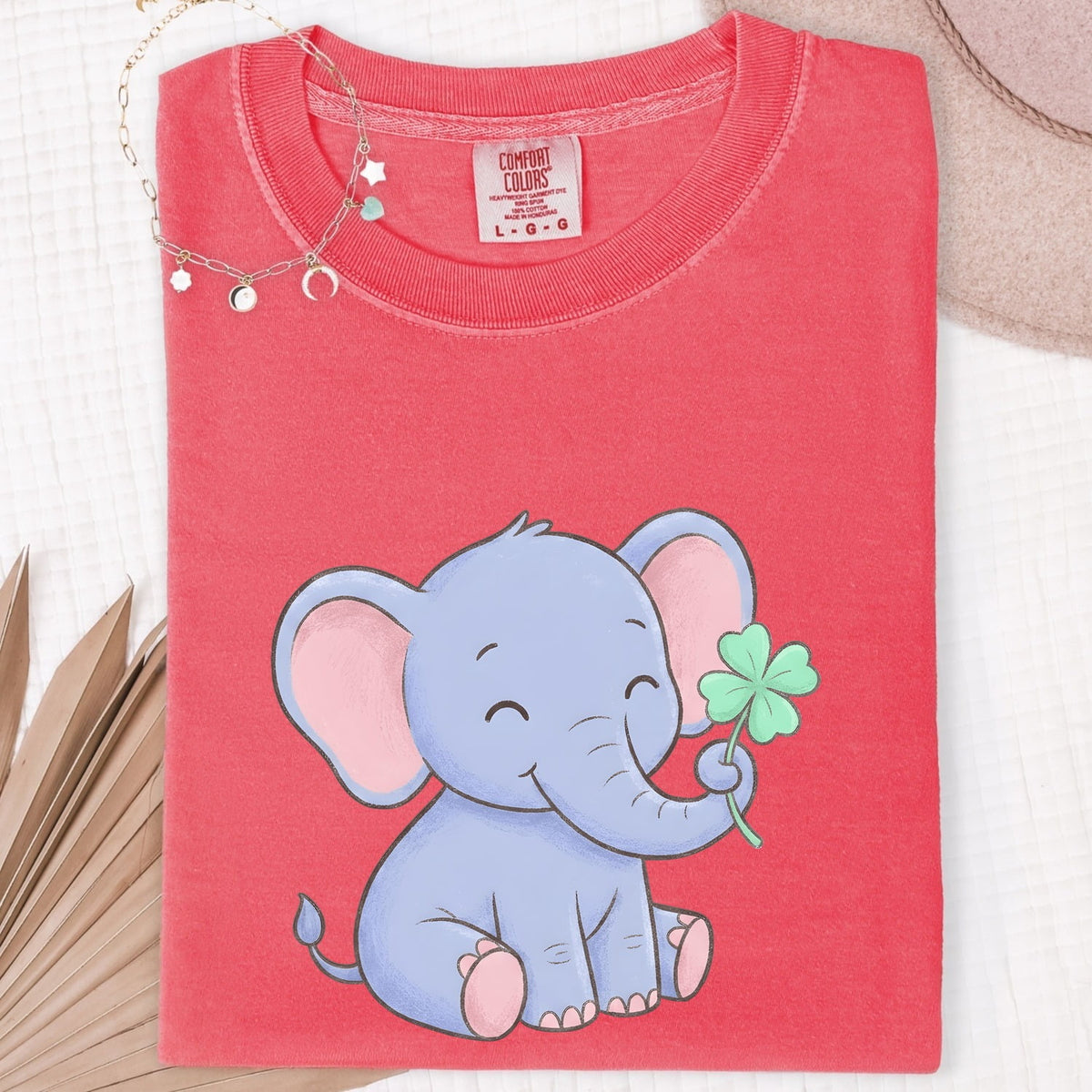 Lucky Elephant Shirt, Cute Baby Elephant Graphic Tee
