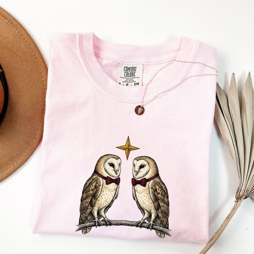 Barn Owl Couple Shirt, Vintage Woodland Bird Graphic Tee