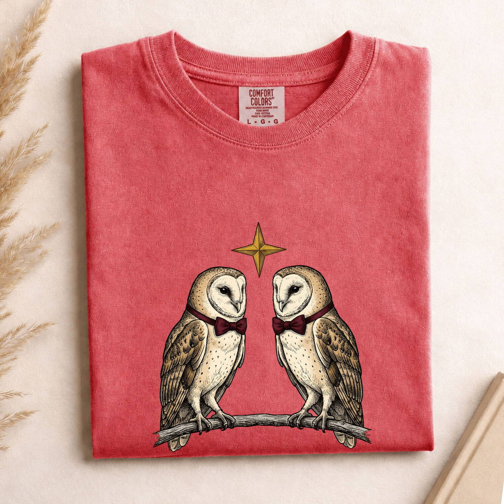 Barn Owl Couple Shirt, Vintage Woodland Bird Graphic Tee