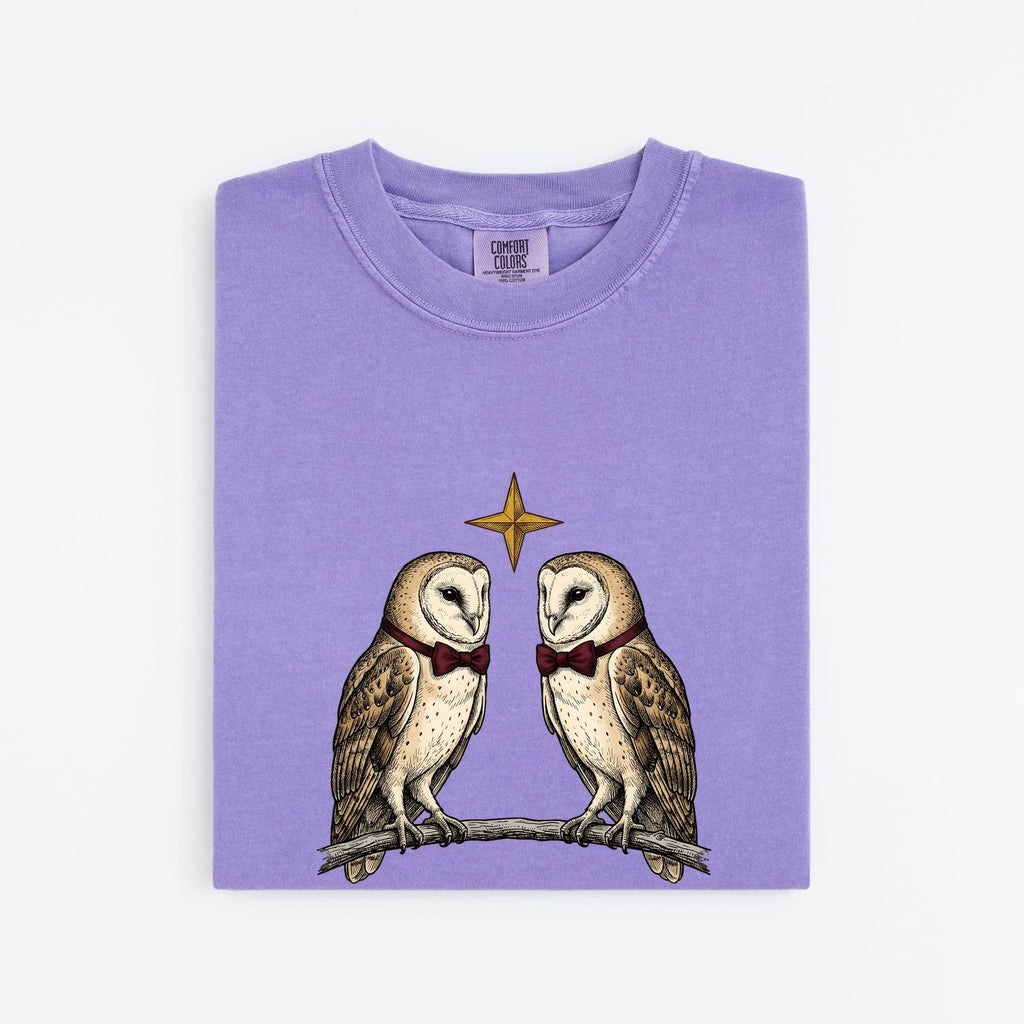 Barn Owl Couple Shirt, Vintage Woodland Bird Graphic Tee