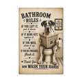 Funny Bathroom Rules Canvas, Great Dane Dog Wall Art, Ready to Hang